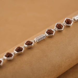 Silver Rakhi with Hexagon Rudraksha Beads