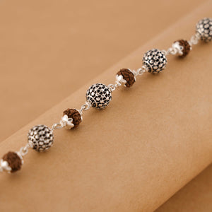Rudraksha Silver Hollow Round Beads Bracelet.