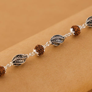 Rudraksha Silver Marqurise Beads Bracelet.