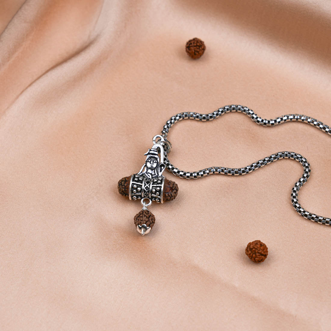 Rudraksha Shiva Pendant with Silver Chain