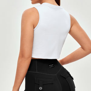 Athletic Crop Top - White