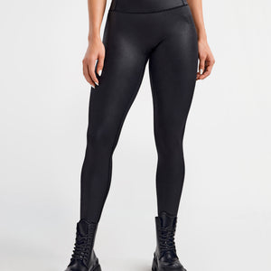 Faux Leather Cargo Power Leggings - Black