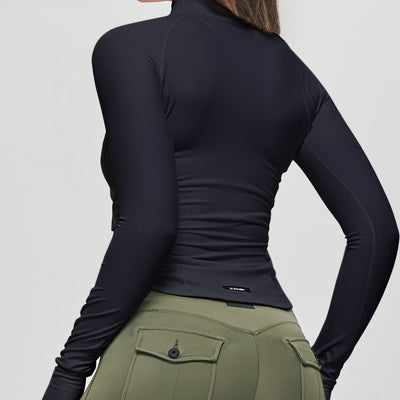 Ribbed Gym Jacket - Black