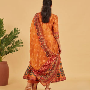 Mustard Anarkali Set With Matching Dupatta