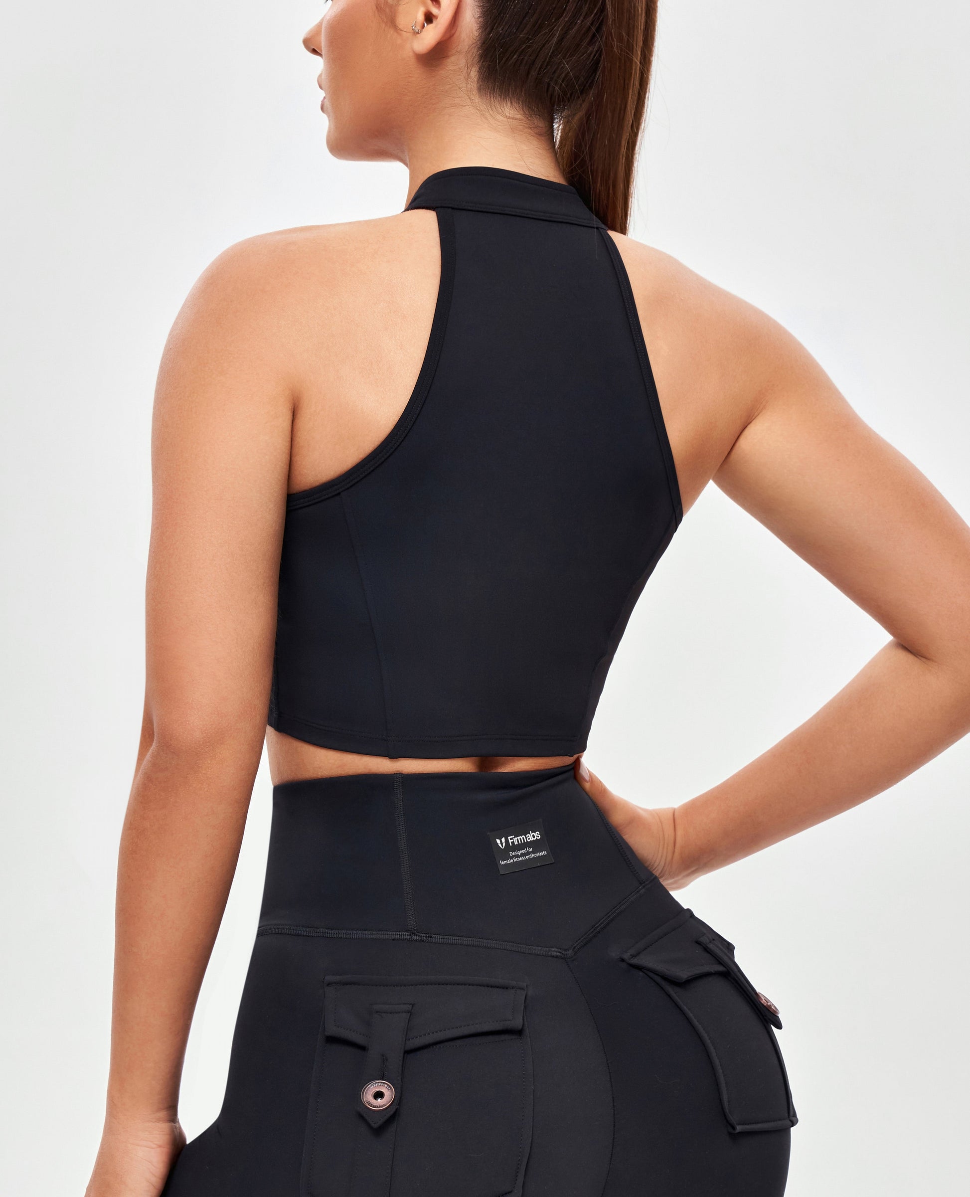Zip Up Cropped Tank - Black