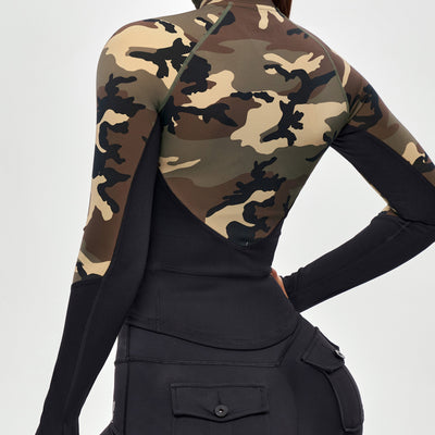 Half Zip Long Sleeve Top - Earth Camo