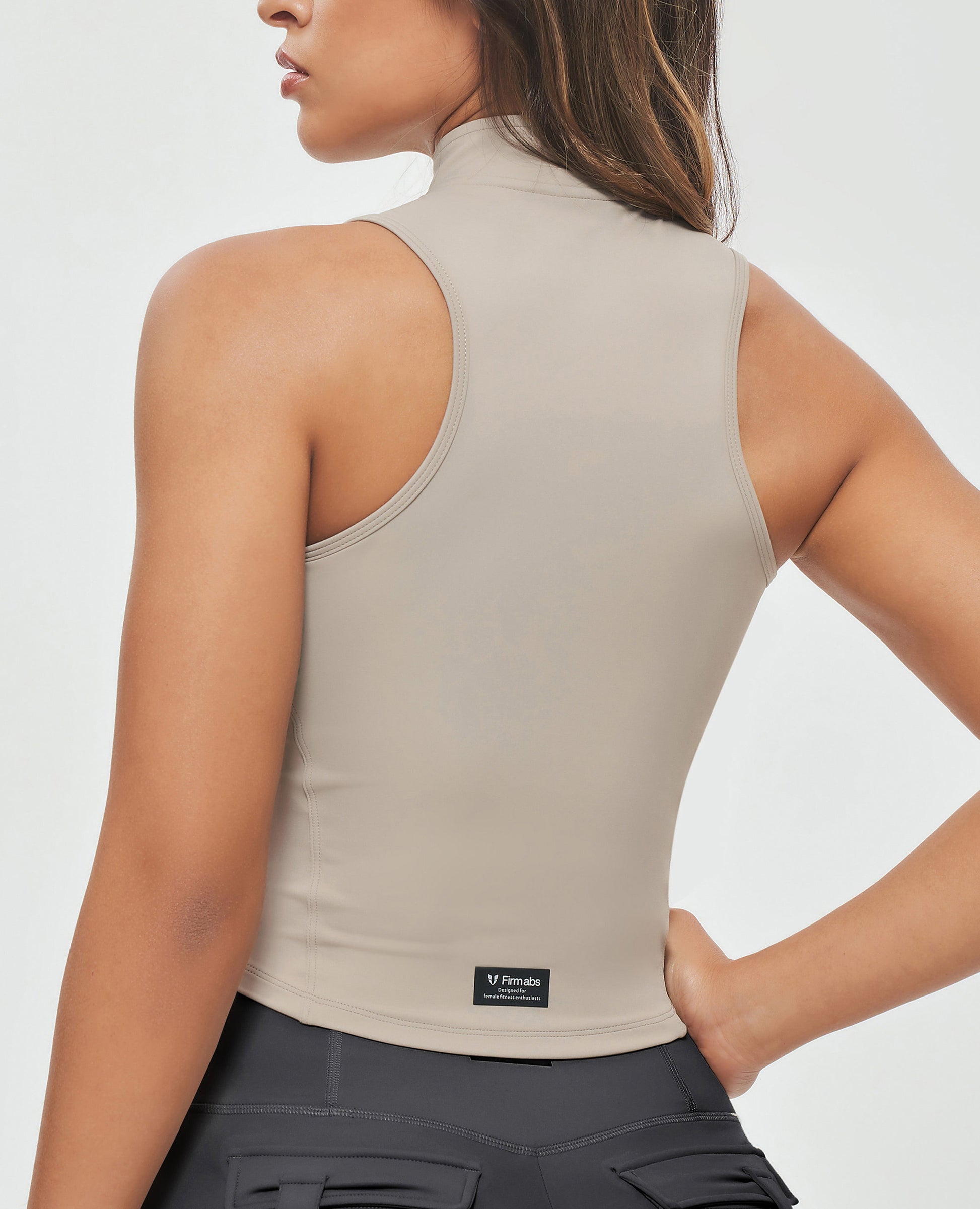 Zip Up Cargo Tank - Khaki