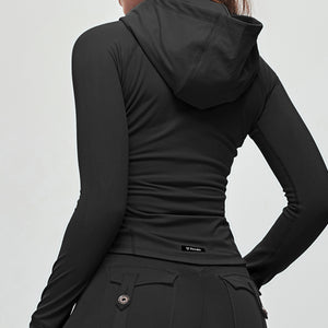 Thin Fleece Zipper Hoodie - Black