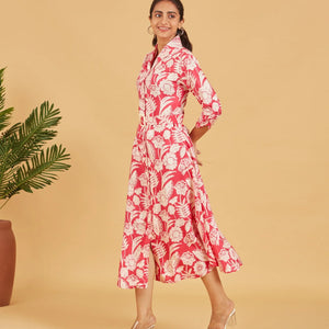 French Rose Pink Floral Dress