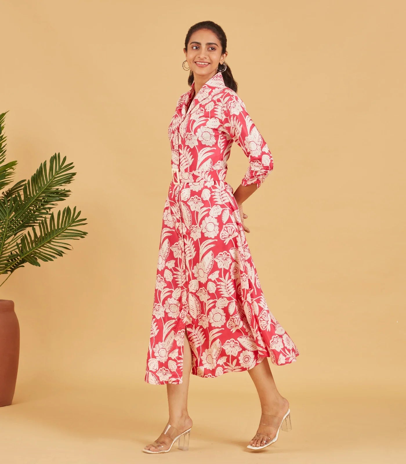 French Rose Pink Floral Dress
