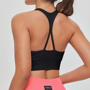 Zip Front Sports Bra - Black