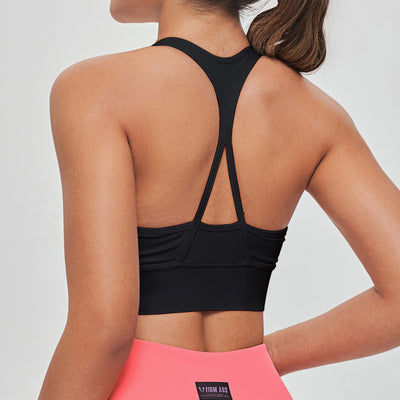 Zip Front Sports Bra - Black