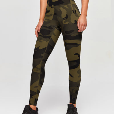 Scrunch Butt Leggings - Olive Green Camo