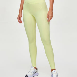 High Waisted Workout Leggings - Light Yellow