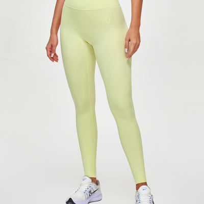 High Waisted Workout Leggings - Light Yellow