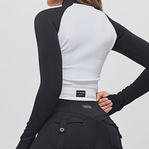 Color Block Jacket - Black And White