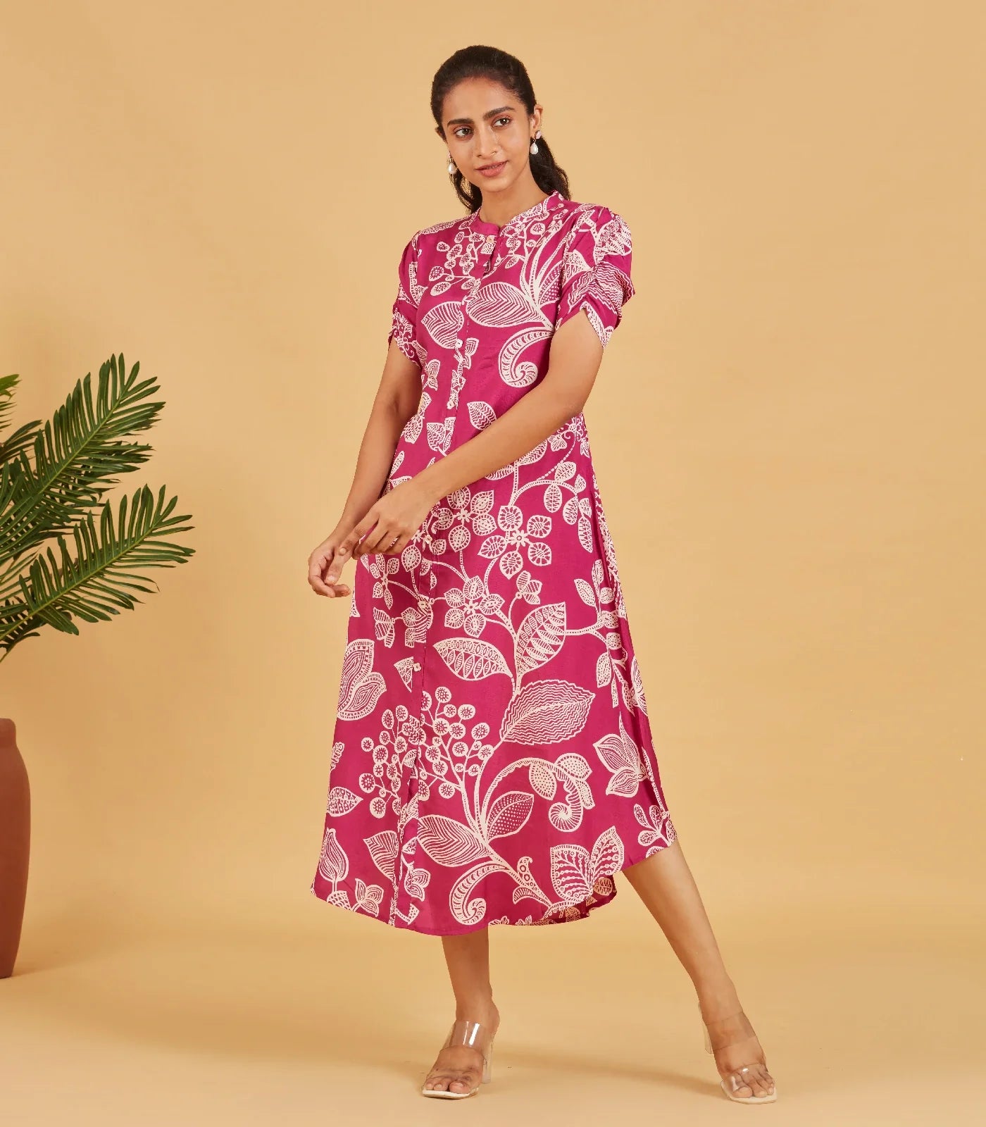 Bright Rose Printed Dress