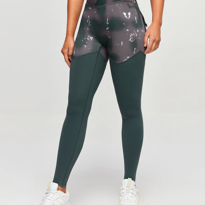 Cargo Power Leggings - Tie Dye and Dark Green