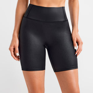 Faux Leather Cargo Short Shorts - Black