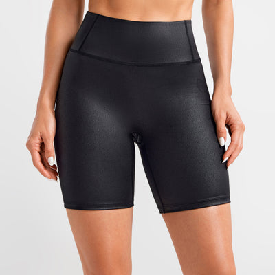 Faux Leather Cargo Short Shorts - Black