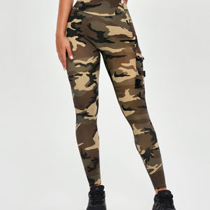 Cargo Fitness Leggings - Earth Camo