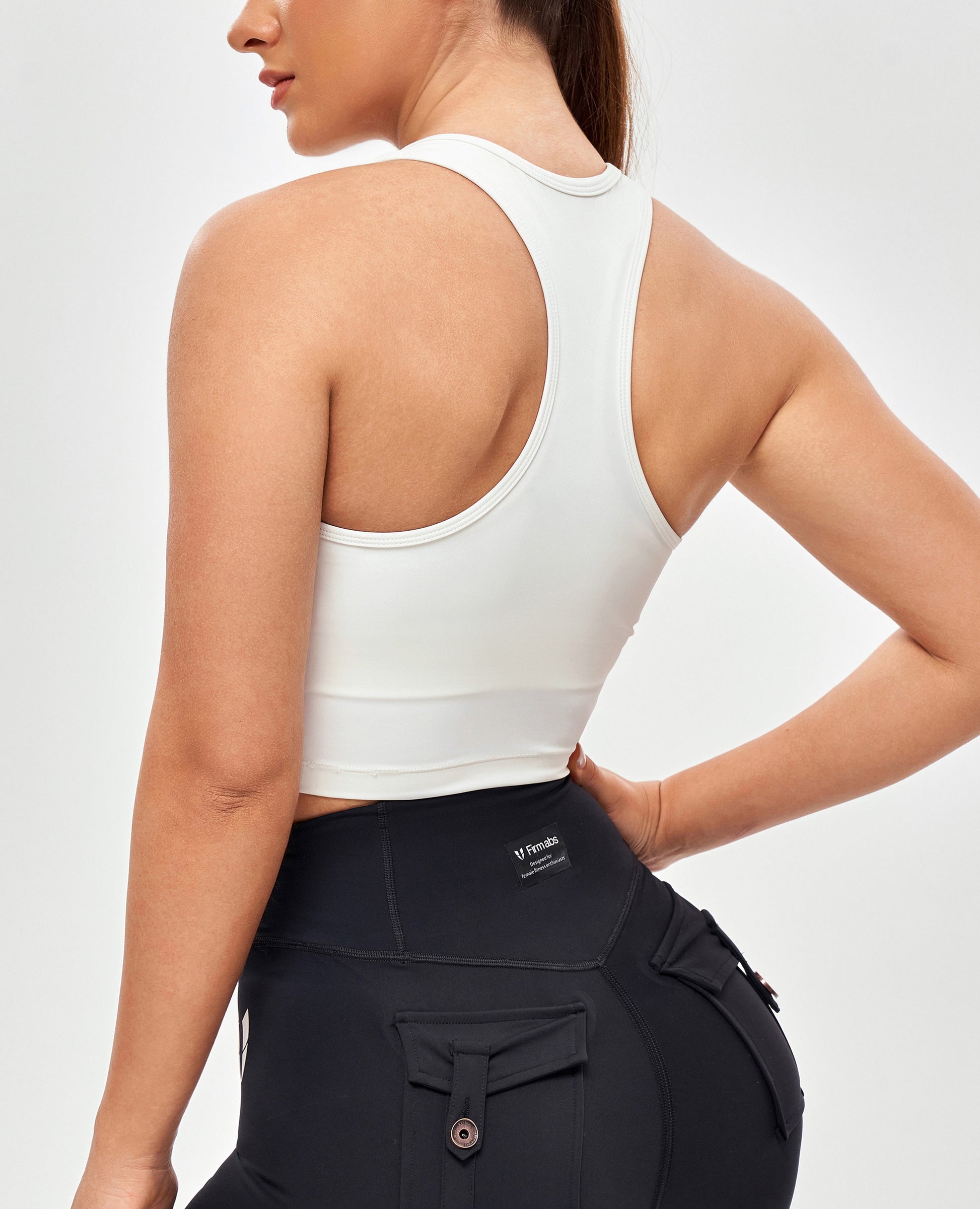 Half Zip Crop Top - White