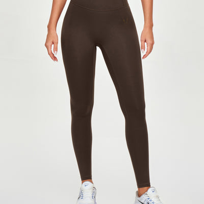 High Waisted Workout Leggings - Brown