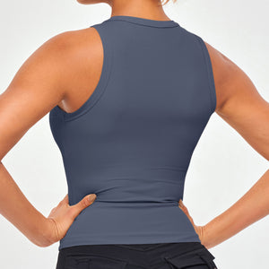Ribbed Workout Tank - Gray Blue