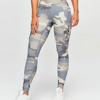 High Waisted Cargo Leggings - Grey blue Camo