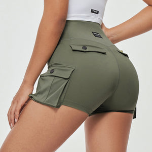 Scrunch Butt Cargo Shorts - Olive Green
