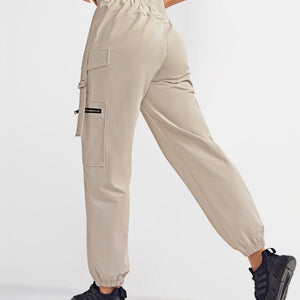 Loose Fit Cargo Power Pants - Apricot Gray