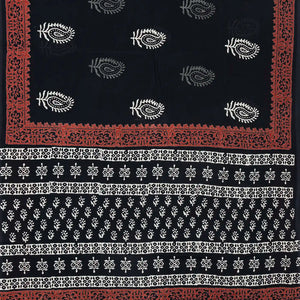 Black Jaipur Cotton Saree With Printed Mango Motifs