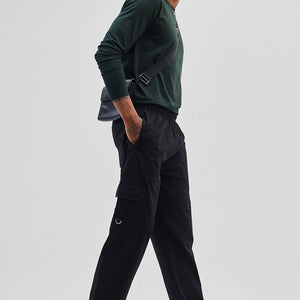 Black Relaxed Fit Parachute Pants