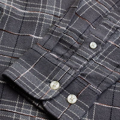 Grey Slub Textured Checks Shirt