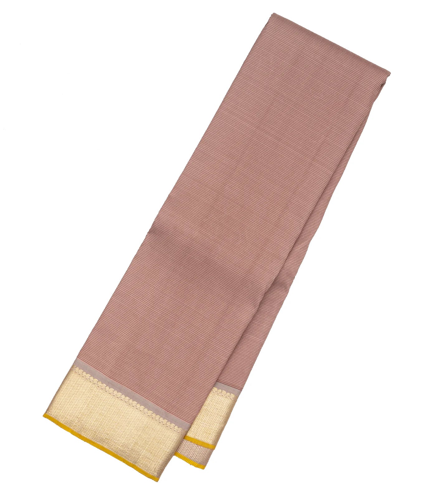 Dusty Pink Handloom Kanchipuram Silk Saree With Silk Checks