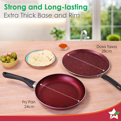 Bandhan Non-Stick Cookware 2 Pcs. Set | Dosa Tawa and Fry Pan by blacktree