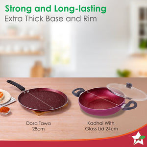 Bandhan Non-stick Cookware 3 Pcs.Set | Dosa Tawa,Kadhai by black tree