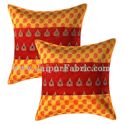 Yellow Color Paisley Print Cushion Cover