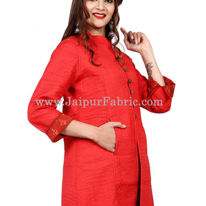 Women Solid Red Jacket