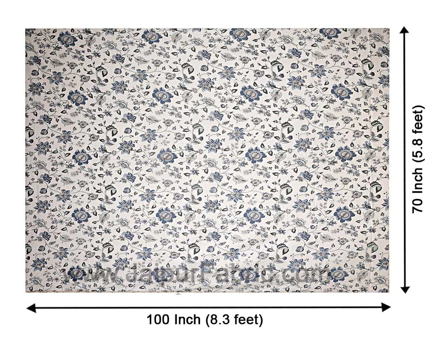 Pure Cotton 240 TC Single Bedsheet in blueish floral pattern