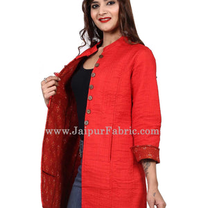 Women Solid Red Jacket