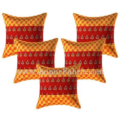 Yellow Color Paisley Print Cushion Cover