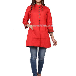 Women Solid Red Jacket