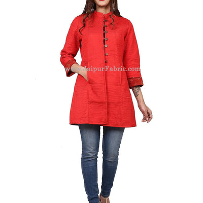 Women Solid Red Jacket