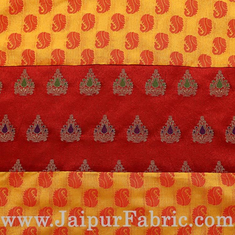 Yellow Color Paisley Print Cushion Cover