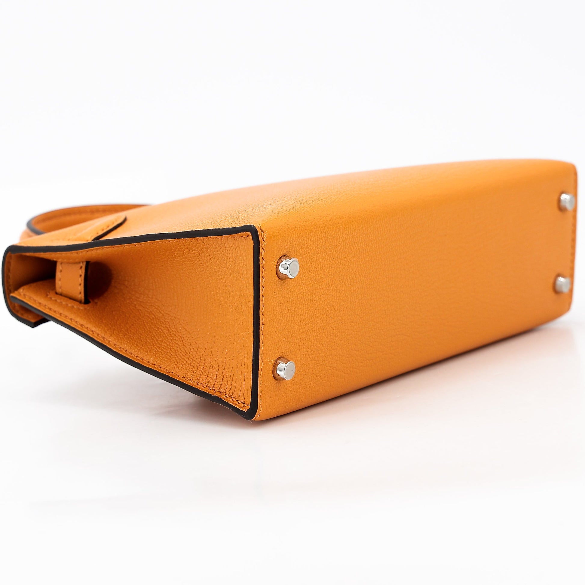 HERMÈS Mini Kelly II Moutarde (9U) Chevre Palladium hardware