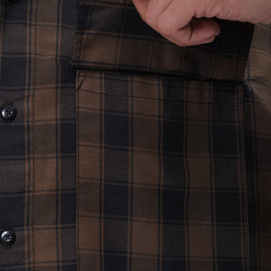 Men's Olive Oversized Fit Checked Shirt