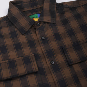 Men's Olive Oversized Fit Checked Shirt