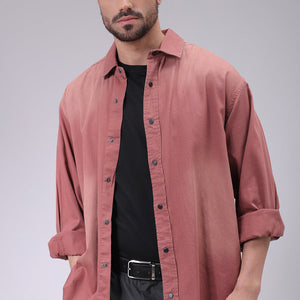 Men's Red Oversized Fit Solid Shirt