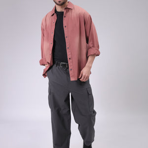 Men's Red Oversized Fit Solid Shirt